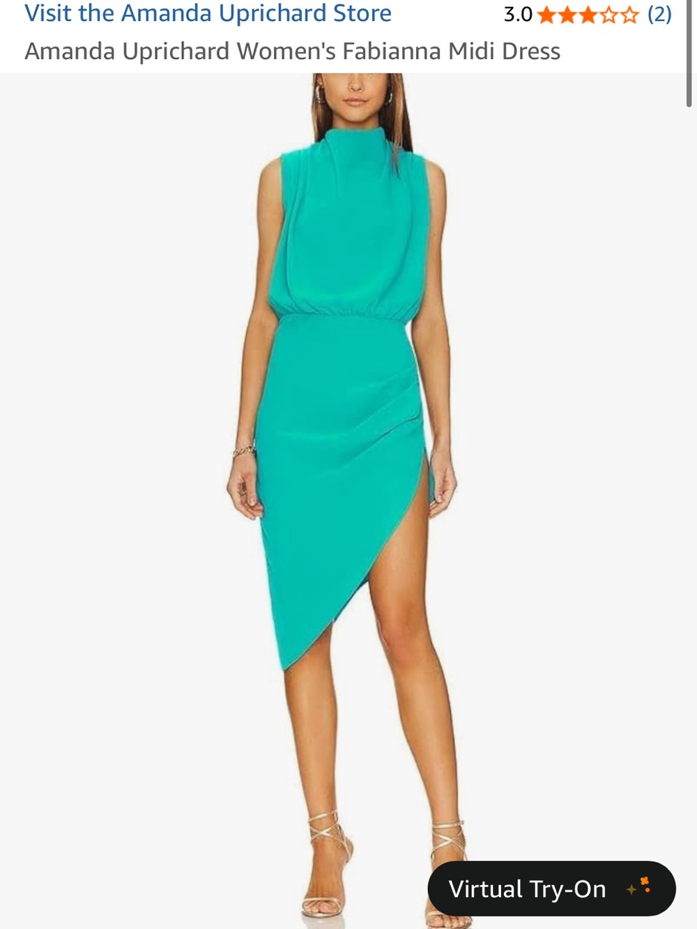 Amanda Uprichard Teal Asymmetrical Midi Dress Fabianna
